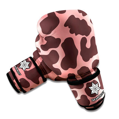 Red Brown Cow Print Boxing Gloves
