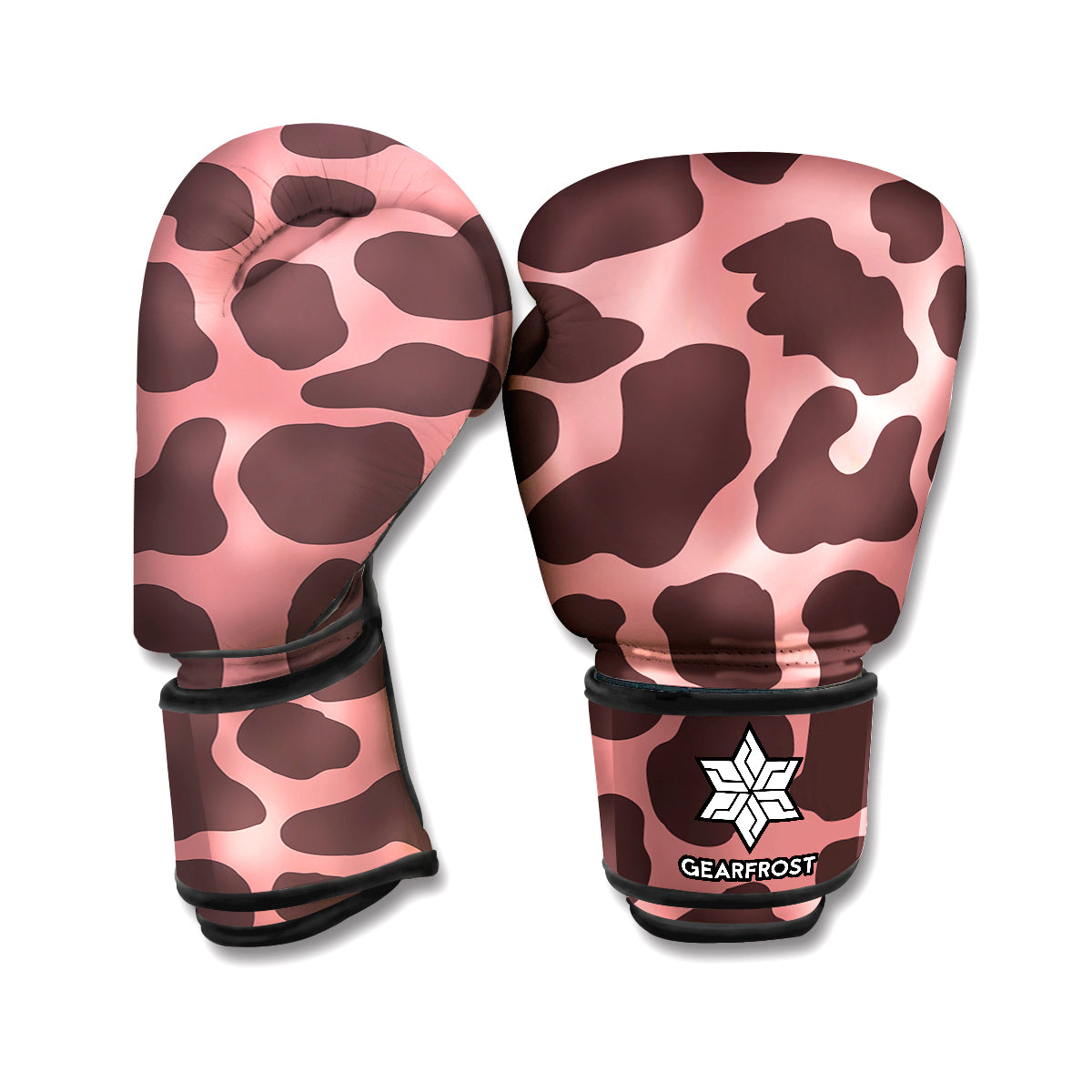 Red Brown Cow Print Boxing Gloves