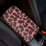 Red Brown Cow Print Car Center Console Cover