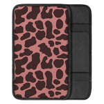 Red Brown Cow Print Car Center Console Cover
