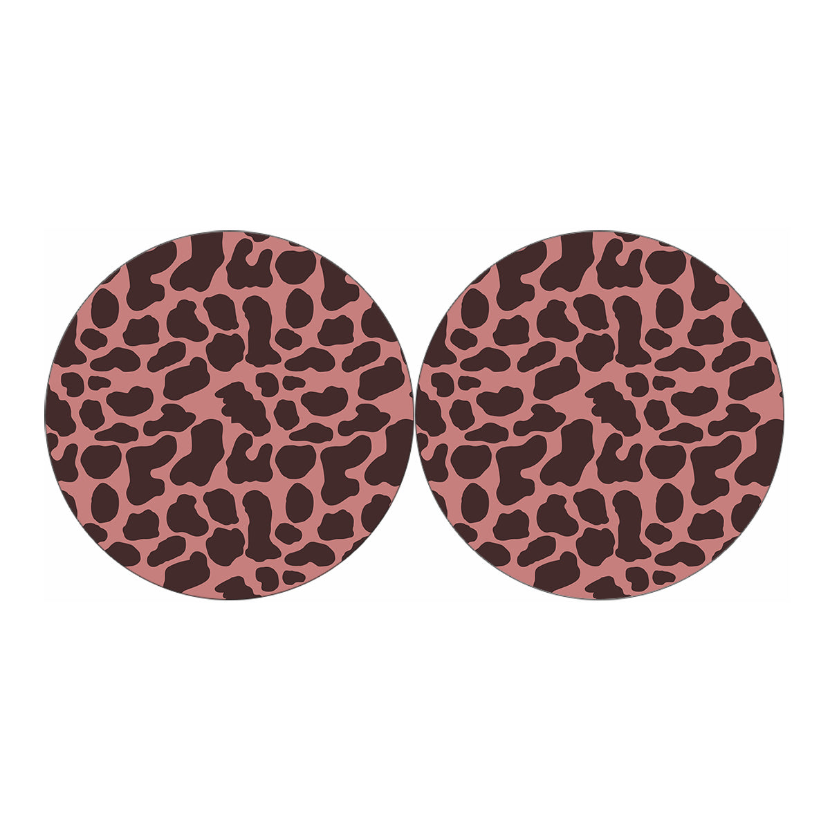 Red Brown Cow Print Car Coasters