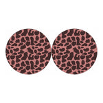 Red Brown Cow Print Car Coasters