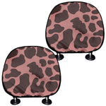 Red Brown Cow Print Car Headrest Covers