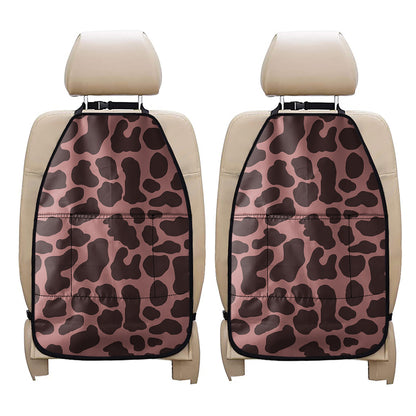 Red Brown Cow Print Car Seat Organizers