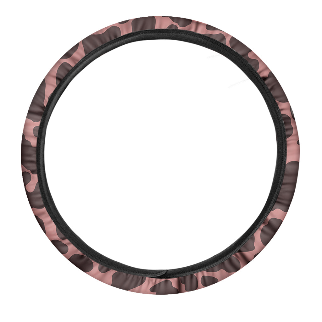 Red Brown Cow Print Car Steering Wheel Cover