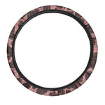 Red Brown Cow Print Car Steering Wheel Cover