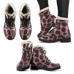 Red Brown Cow Print Comfy Boots GearFrost