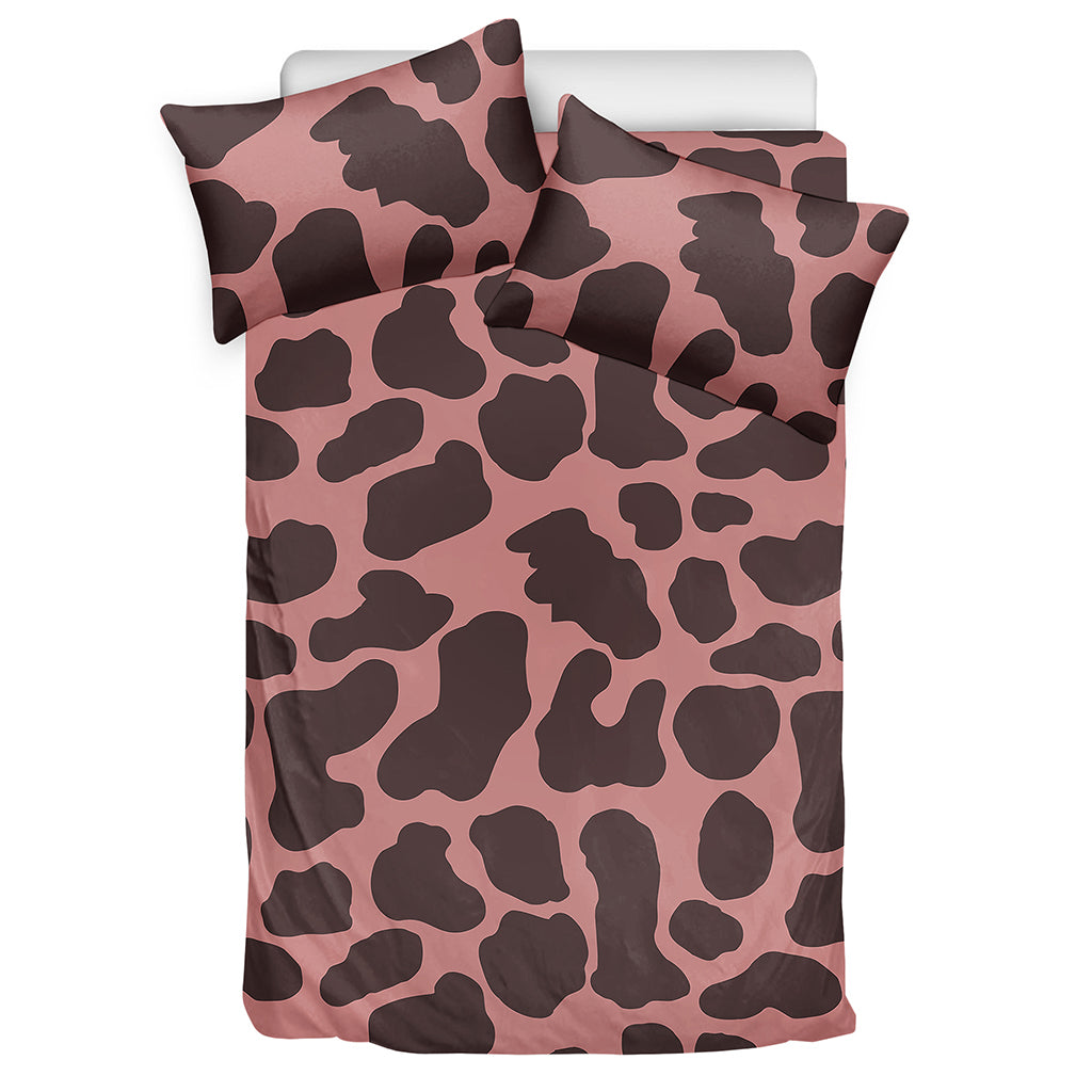 Red Brown Cow Print Duvet Cover Bedding Set
