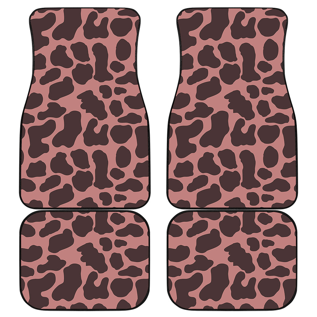 Red Brown Cow Print Front and Back Car Floor Mats