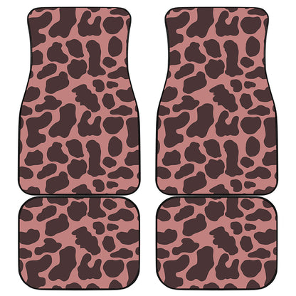 Red Brown Cow Print Front and Back Car Floor Mats