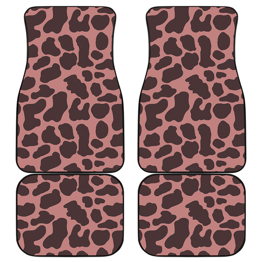 Red Brown Cow Print Front and Back Car Floor Mats