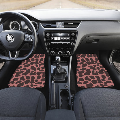 Red Brown Cow Print Front and Back Car Floor Mats