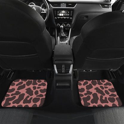 Red Brown Cow Print Front and Back Car Floor Mats