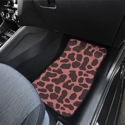 Red Brown Cow Print Front and Back Car Floor Mats