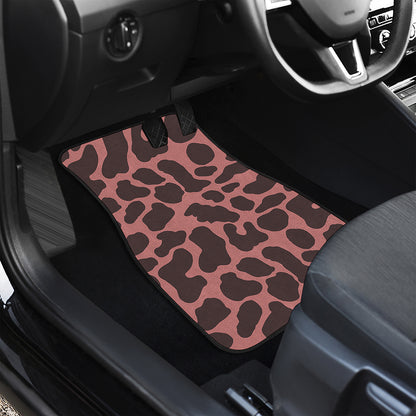 Red Brown Cow Print Front Car Floor Mats