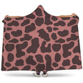 Red Brown Cow Print Hooded Blanket