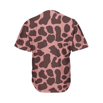 Red Brown Cow Print Men's Baseball Jersey