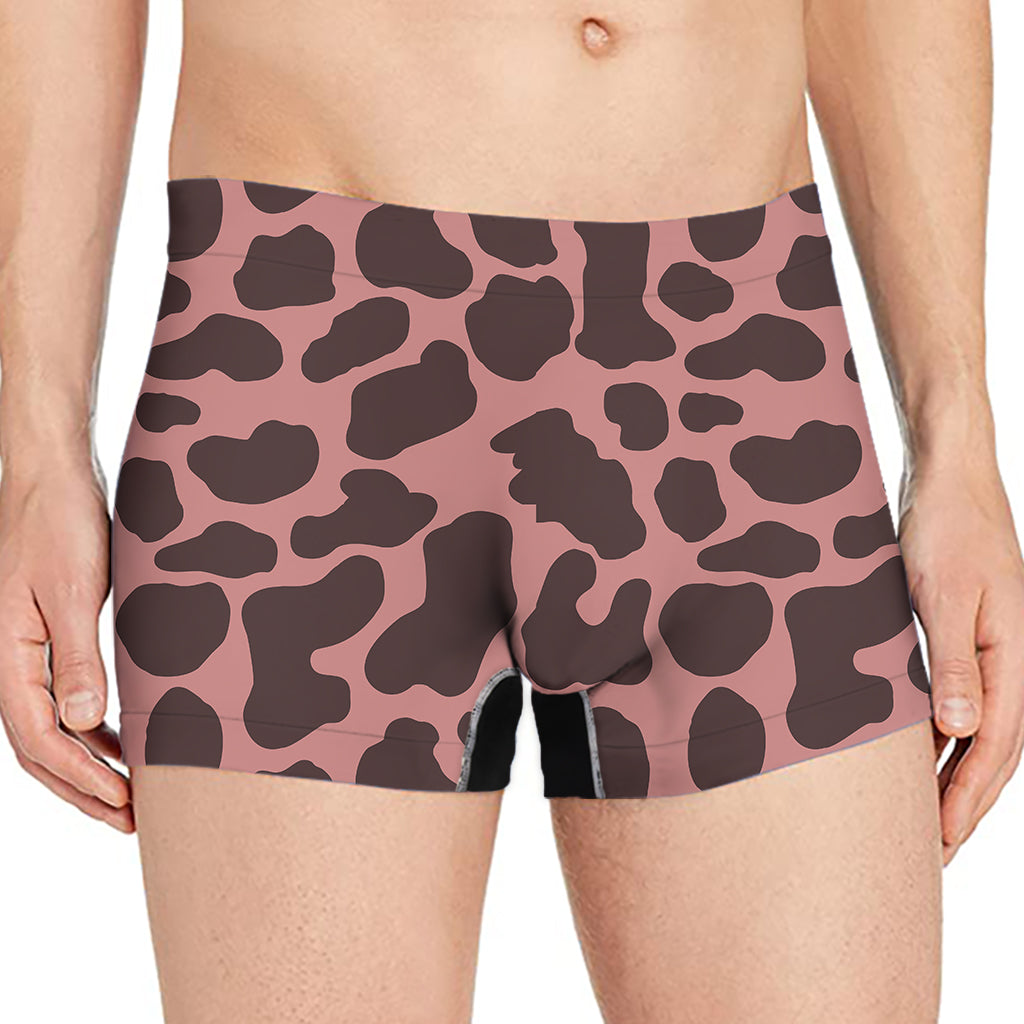 Red Brown Cow Print Men's Boxer Briefs