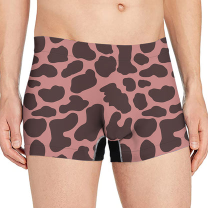 Red Brown Cow Print Men's Boxer Briefs