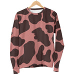 Red Brown Cow Print Men's Crewneck Sweatshirt GearFrost