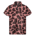 Red Brown Cow Print Men's Short Sleeve Shirt