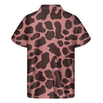 Red Brown Cow Print Men's Short Sleeve Shirt