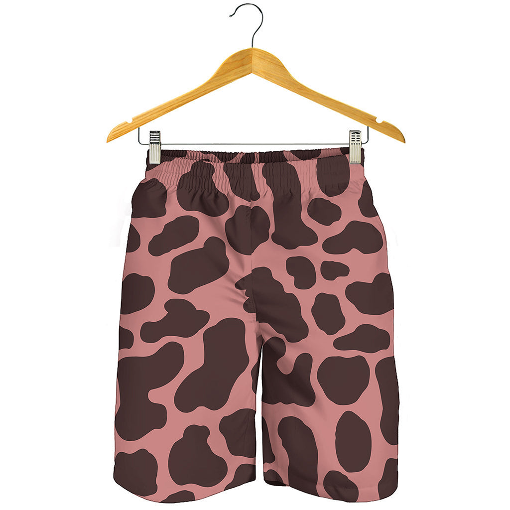 Red Brown Cow Print Men's Shorts