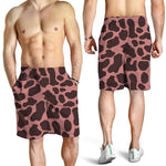 Red Brown Cow Print Men's Shorts