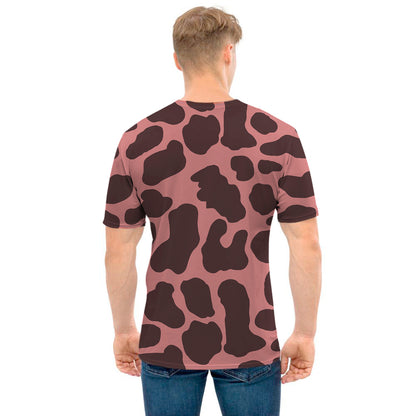 Red Brown Cow Print Men's T-Shirt
