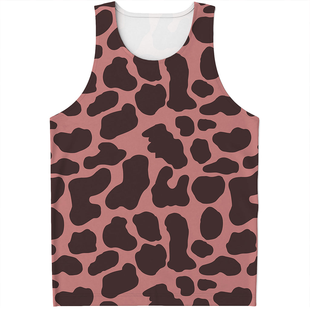 Red Brown Cow Print Men's Tank Top