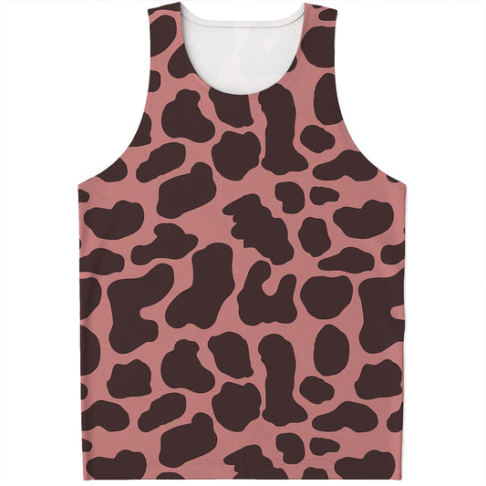 Red Brown Cow Print Men's Tank Top