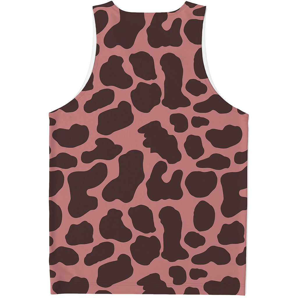 Red Brown Cow Print Men's Tank Top