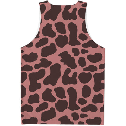 Red Brown Cow Print Men's Tank Top