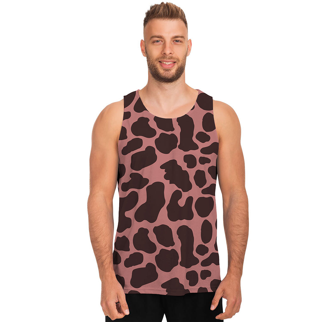 Red Brown Cow Print Men's Tank Top