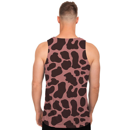 Red Brown Cow Print Men's Tank Top