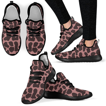 Red Brown Cow Print Mesh Knit Shoes GearFrost
