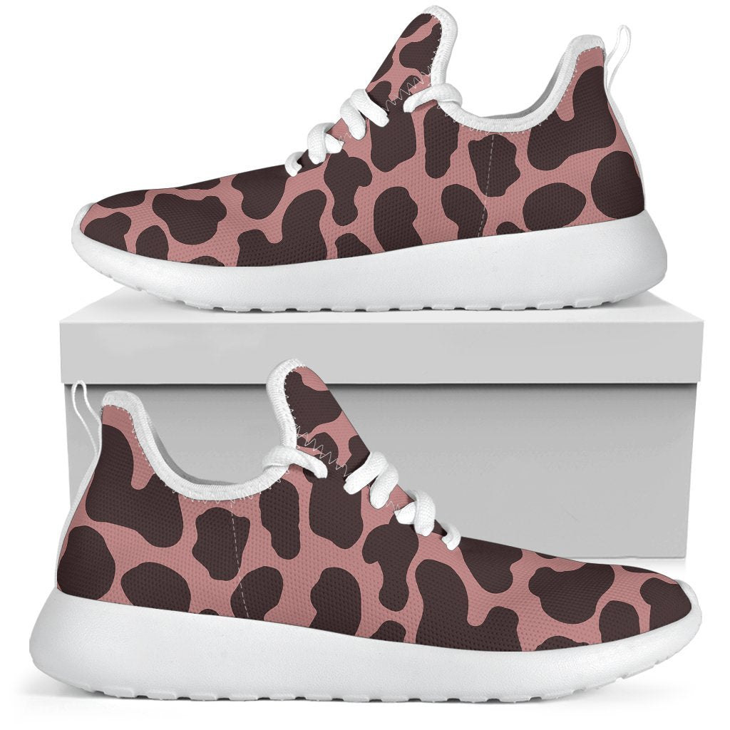Red Brown Cow Print Mesh Knit Shoes GearFrost