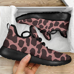 Red Brown Cow Print Mesh Knit Shoes GearFrost