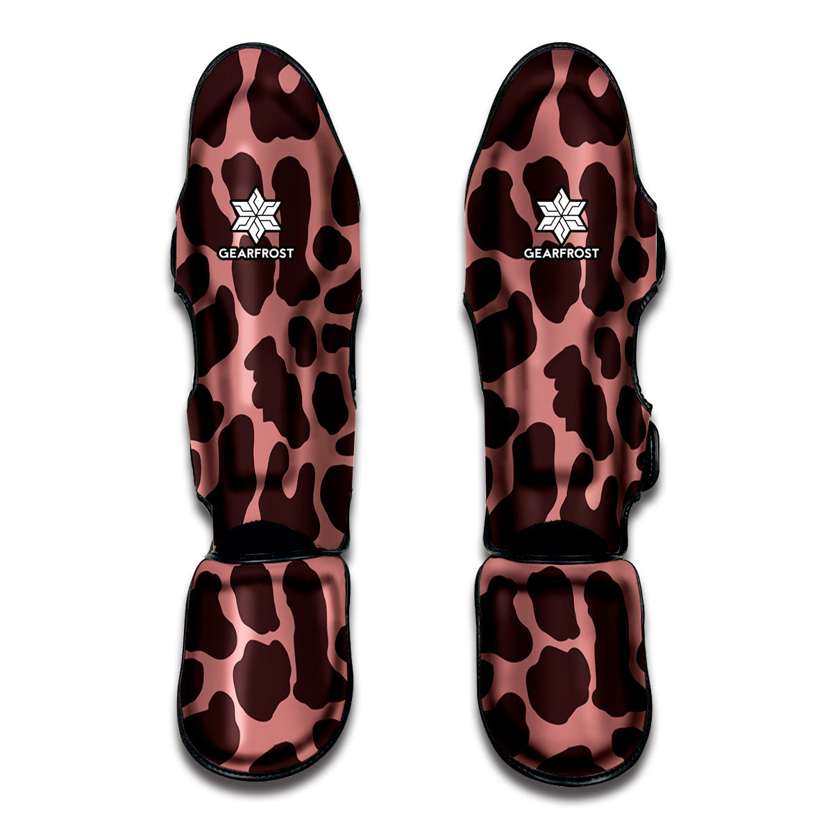 Red Brown Cow Print Muay Thai Shin Guard