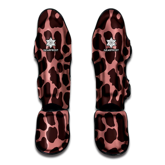 Red Brown Cow Print Muay Thai Shin Guard
