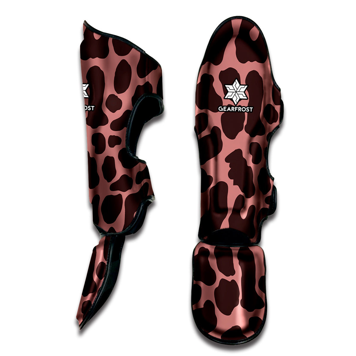 Red Brown Cow Print Muay Thai Shin Guard