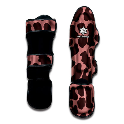 Red Brown Cow Print Muay Thai Shin Guard
