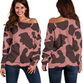 Red Brown Cow Print Off The Shoulder Sweatshirt