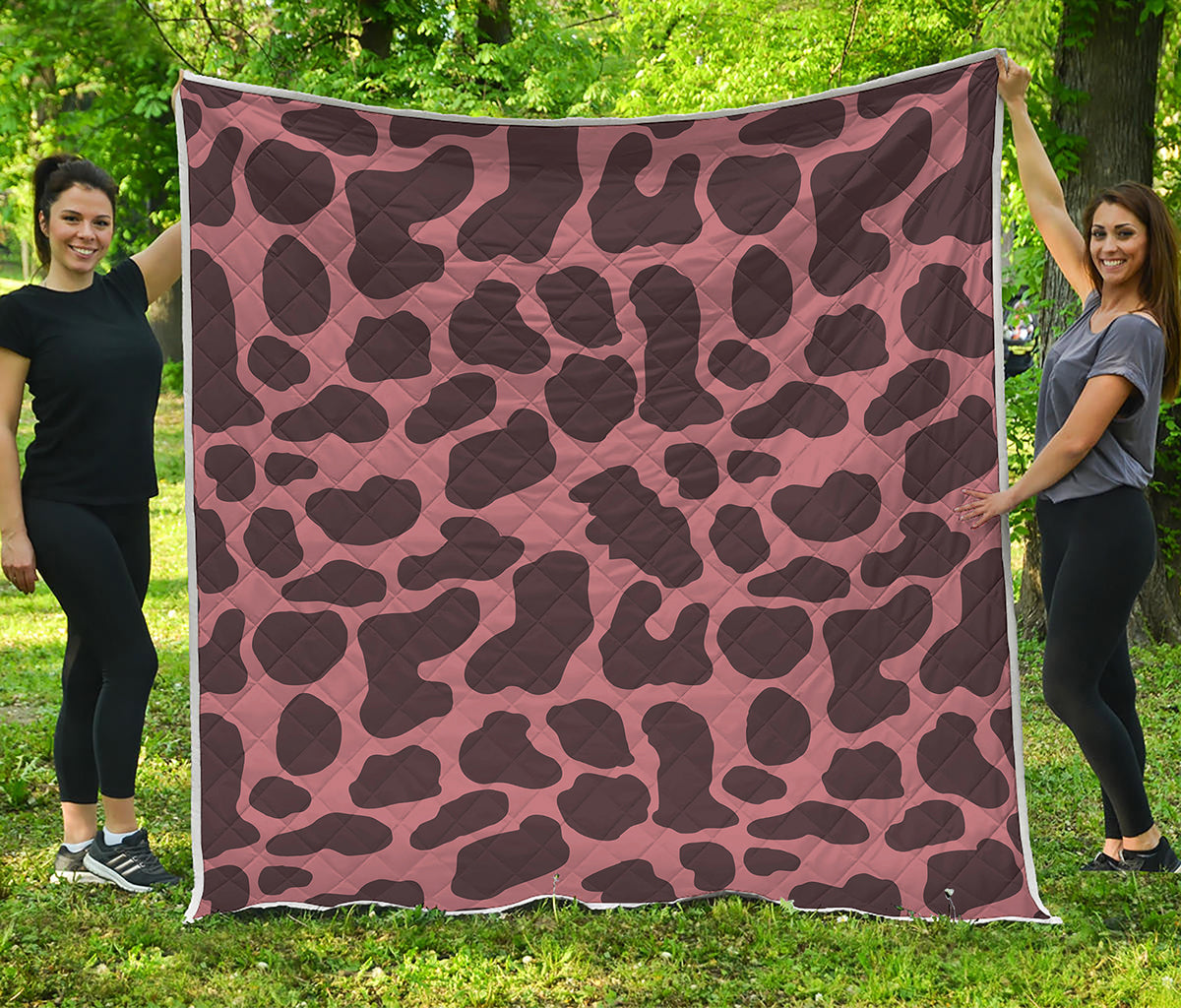 Red Brown Cow Print Quilt