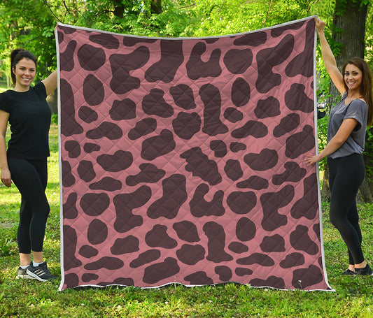 Red Brown Cow Print Quilt