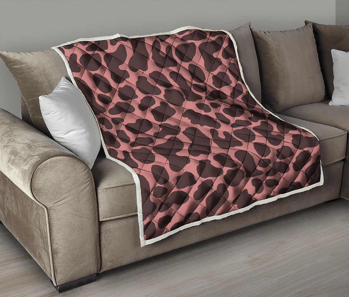 Red Brown Cow Print Quilt