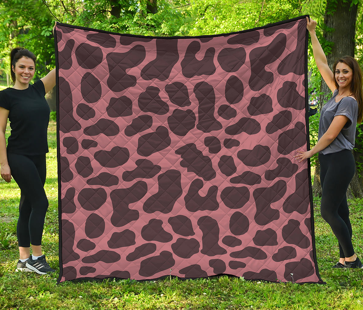 Red Brown Cow Print Quilt