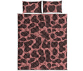 Red Brown Cow Print Quilt Bed Set
