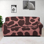 Red Brown Cow Print Sofa Cover