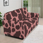 Red Brown Cow Print Sofa Cover